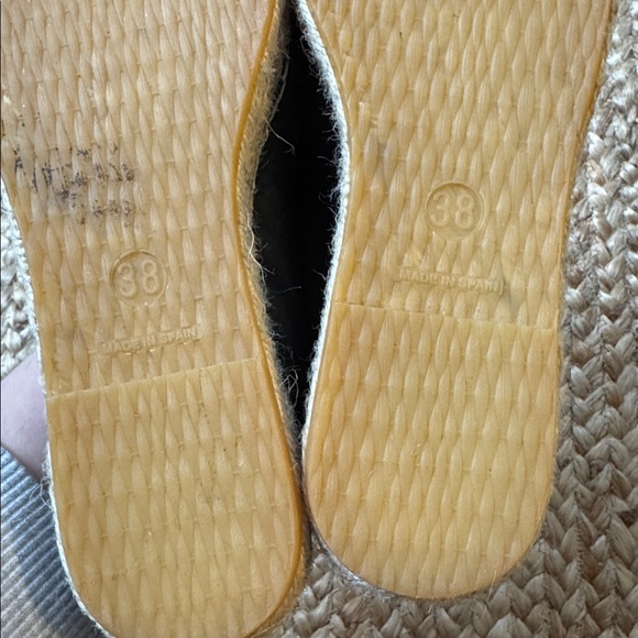 Free People 38 Black Leather Espadrille Flats Shoes - Picture 5 of 7